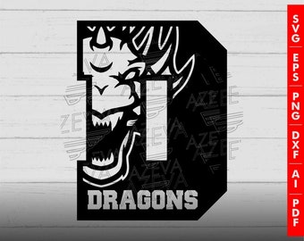 Dragons in D Letter Design png, eps, ai, dxf, png, pdf, jpg and svg files for cricut,svg for shirts,sublimation png,mom svg