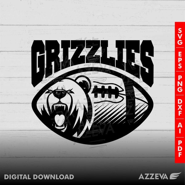 Grizzlies Football svg,Mascot Ball,Grizzlies Football t-shirt design,Football mom shirt,cricut cut files,silhouette cut file (12638)