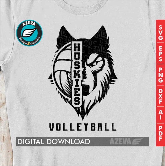 Eps Spirit Series Dxf and Pdf files Sport Volleyball files Ai Png 10417 Huskies Svg
