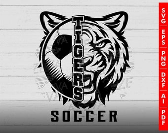 Tiger-Fußball-Design png, eps, ai, dxf, png, pdf, jpg und svg Dateien für Cricut, SVG für Shirts, Sublimations png, Mom svg