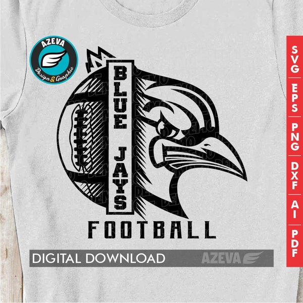 Bluejays Svg, Ai, Png, Eps, Dxf and Pdf files Sport Football files - "Spirit Series" (10611)