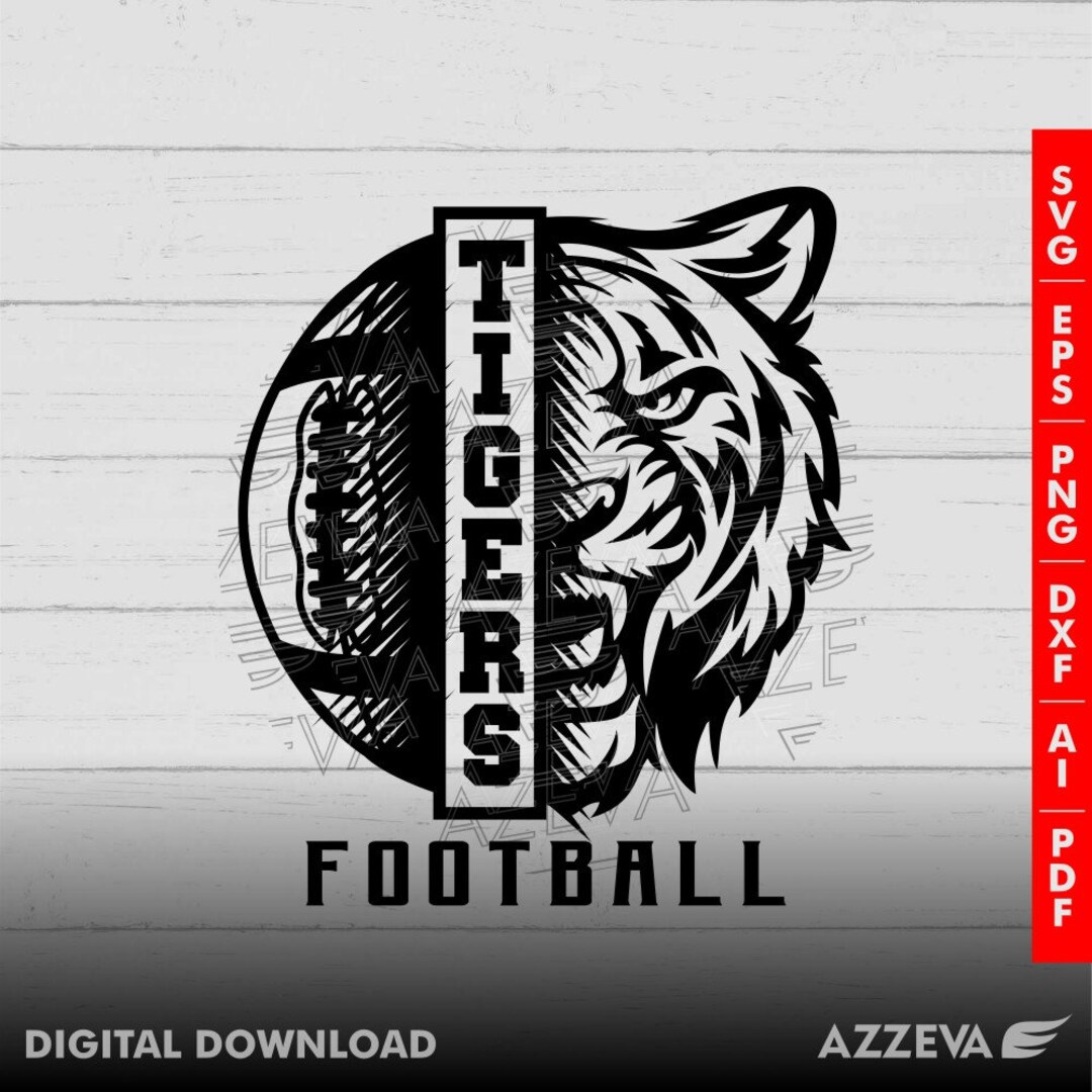 Tigers Football Design Png, Eps, Ai, Dxf, Png, Pdf, Jpg and Svg Files ...