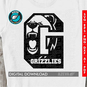 Logotipo do time Grizzlies svg, mascote dentro da letra, design de camiseta com logotipo do Grizzlies, camiseta com logotipo do time para mãe, arquivos de corte cricut, arquivo de corte de silhueta (12746)