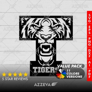 Tiger Letter T Design Bundle - 11 Colors in SVG, PNG, ai, pdf, dxf, jpg, EPS Formats - Craft and Design Ready