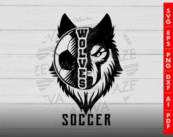 Wolf Fußball Design (svg, png, eps, ai, dxf, pdf) (Digitaler Download)