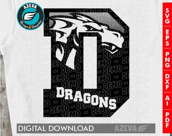 Dragons Team Logo SVG, Mascot T-Shirt Design (Digital Download)