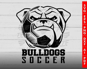 Bulldogge Fußball SVG: Maskottchen Kopf Design - Cricut Cut Datei