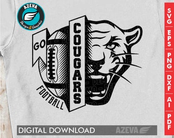 Cougars Svg, Ai, Png, Eps, Dxf and Pdf files Sport Football files - "Go Series" (10512)