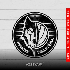 Fichiers numériques Husky volley-ball sport mascotte svg, png, jpg,... - T-shirts, tasses, sublimation - Cricut, Silhouette