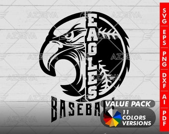Eagle Baseball SVG Design – 11 Color Graphic Bundle (Digital Download)