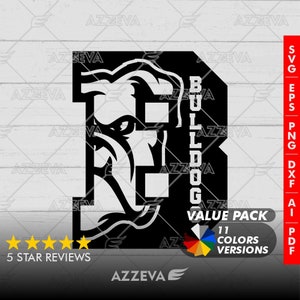 Bulldog em B Letter Pacote de cores de design genérico - 11 cores em SVG, PNG e outros formatos - Artesanato - Cricut - Sublimação - Letra de mascote