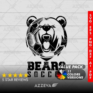 Bear Soccer Generic Design Color Bundle - 11 Colors in SVG, PNG and others Formats - Craft - Cricut - Sublimation - Sport Mascot