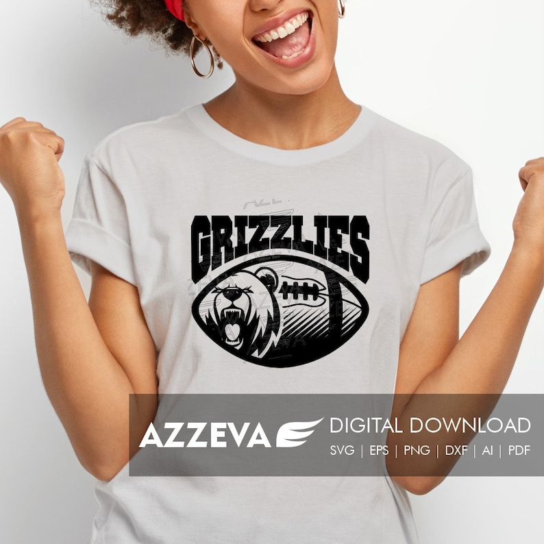 Grizzlies Football svg,Mascot Ball,Grizzlies Football t-shirt design,Football mom shirt,cricut cut files,silhouette cut file 12638 image 2
