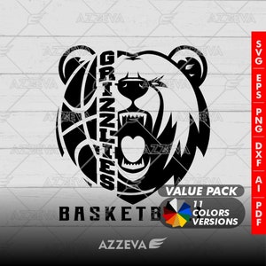 Grizzlie Basketball generic Design logo - png, eps, ai, dxf, png, pdf, jpg and svg files for cricut,svg for shirts