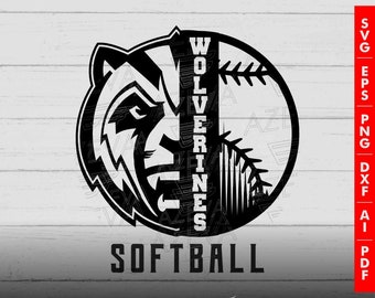 Wolverine Softball Digitala Filer Sportmaskot svg, png, jpg, ... - T-shirts, Muggar, Sublimering - Cricut, Silhuett