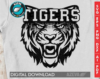 Tigers Svg, Ai, Png, Eps, Dxf and Pdf files Sport Team Logo files - "Eyes in the dark series" (10272)