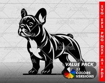 French Bulldog Pet Design Bundle – 11 Colors SVG, PNG (Digital Download)
