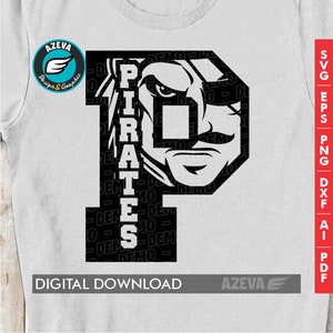 Pirates Team Logo svg,Mascot Inside Letter,Pirates Team Logo t-shirt design,Team Logo mom shirt,cricut cut files,silhouette cut file (11251)