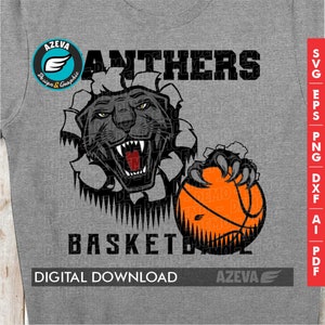 Panthers Svg, Ai, Png, Eps, Dxf and Pdf files Sport Basketball files - "Ripping the wall Series" (10699)