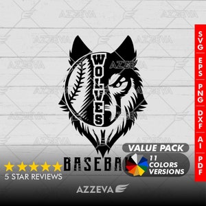 Wolf Baseball Generic Design Color Bundle - 11 Colors in SVG, PNG and others Formats - Craft - Cricut - Sublimation - Sport Mascot