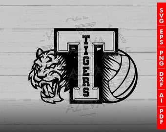 Diseño de letras de voleibol de los Tigres (svg, png, eps, pdf) (Descarga digital)