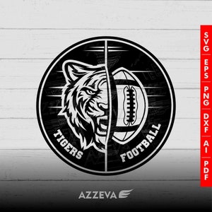 Tiger Football Digital Files Sport Mascot svg, png, jpg, ... - T-Shirts, Mugs, Sublimation - Cricut, Silhouette
