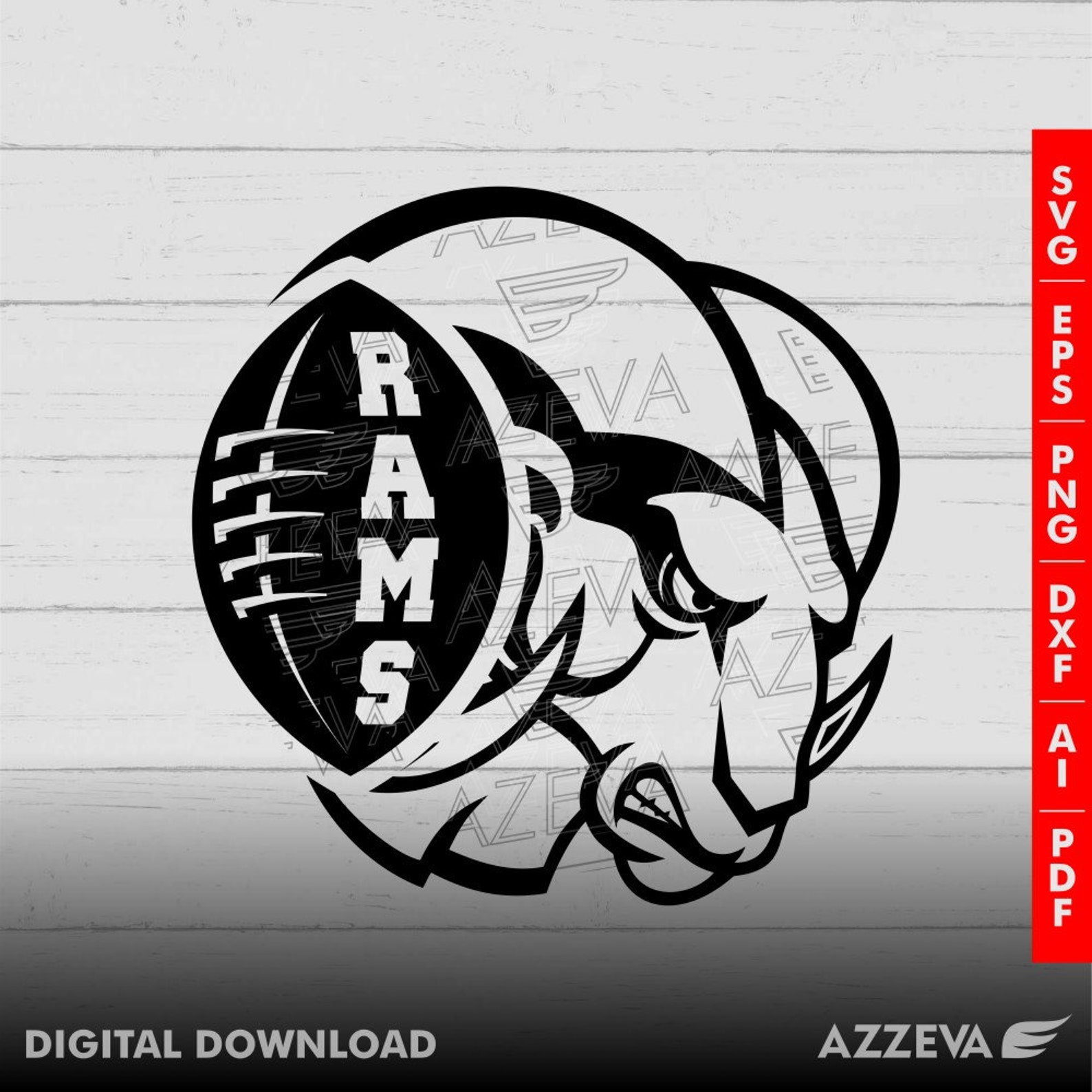 Ram Football Design (svg, Png, Eps, Ai, Dxf, Pdf, Jpg) Digital Download ...