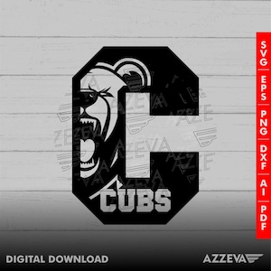 Cubs in C Letter Design png, eps, ai, dxf, png, pdf, jpg e arquivos svg para cricut, svg para camisetas, sublimação png, mom svg