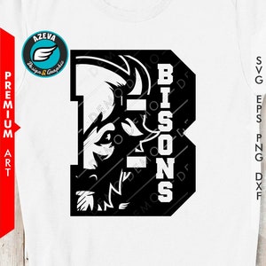 Bison Logo svg, eps, png and dxf files, Sport Collection "Mascot Inside Letter" (100681)