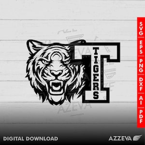 Tiger-With-T-Letter-Design の png、eps、ai、dxf、png、pdf、jpg、cricut 用 svg ファイル、シャツ用 svg、昇華 png、mom svg