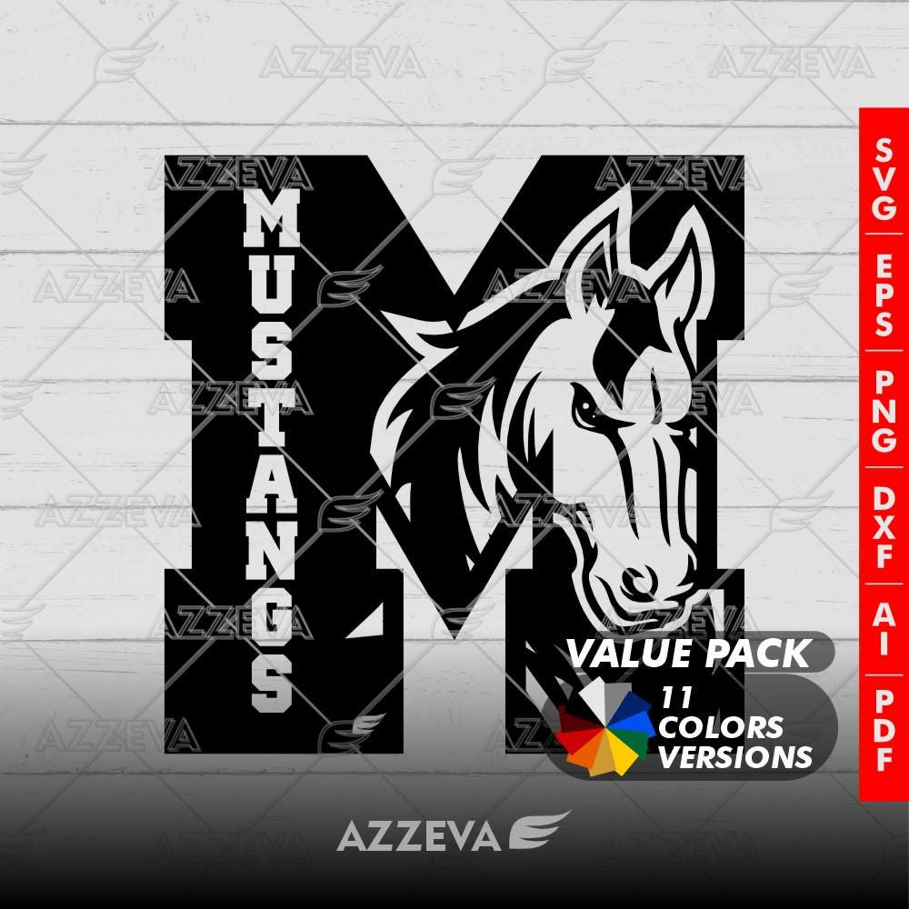 Diseño de la letra M de Mustang - 11 opciones de color (SVG, PNG, PDF) -  Etsy México, image size:1000x1000