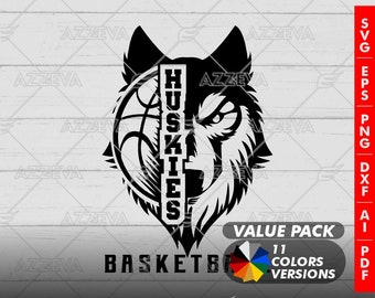 Husky Basketball Generic Design Color Bundle - 11 Colors in SVG, PNG and others Formats - Craft - Cricut - Sublimation - Sport Mascot