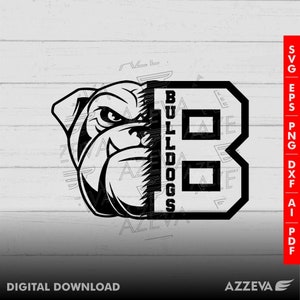 Bulldog-With-B-Letter-Design の png、eps、ai、dxf、png、pdf、jpg、svg ファイル（cricut 用）、svg シャツ用、昇華 png、mom svg
