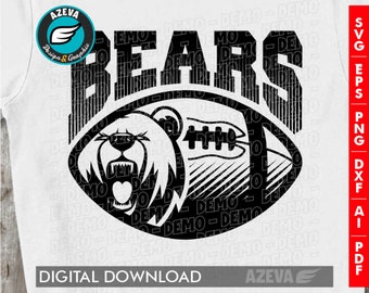 Bears Football Mascot SVG, T-Shirt Design (Digital Download)