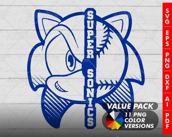 Sonic Baseball Design Bundle: Colorful SVGs for T-Shirts & Mugs