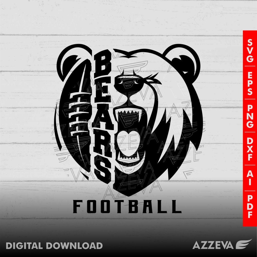 Bearfootballdesign Png Eps Ai Dxf Png Pdf Jpg and Svg Etsy