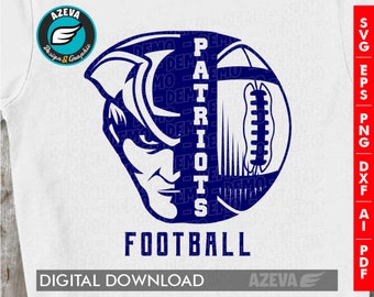 Patriots Football Mascot SVG, T-Shirt Design (Digital Download)