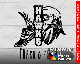 Hawk Track-Field Design Bundle - 11 Colors, SVG PNG Formats (Digital Download)
