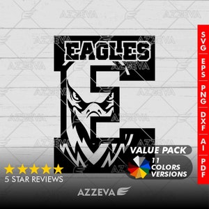 Eagle in E Letter Generic Design Color Bundle - 11 Colors in SVG, PNG and others Formats - Craft - Cricut - Sublimation - Mascot Letter