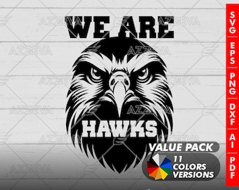 Hawk we are Team Generic Design Color Bundle - 11 Colors in SVG, PNG and others Formats - Craft - Cricut - Sublimation - Team