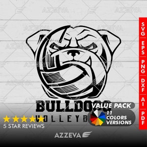 Paquete de colores de diseño genérico de voleibol de bulldog: 11 colores en SVG, PNG y otros formatos: manualidades, Cricut, sublimación, mascota deportiva