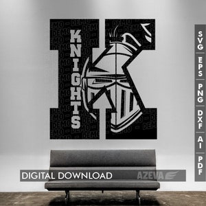 Knights Team Logo svg,Mascot Inside Letter,Knights Team Logo t-shirt design,Team Logo mom shirt,cricut cut files,silhouette cut file 11252 image 3