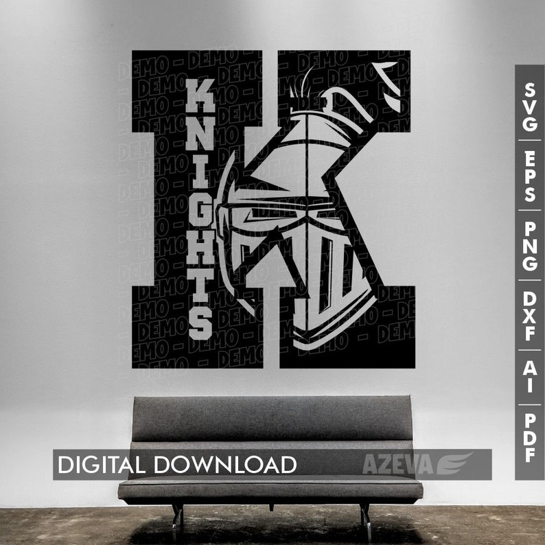 Knights Team Logo svg,Mascot Inside Letter,Knights Team Logo t-shirt design,Team Logo mom shirt,cricut cut files,silhouette cut file 11252 image 3