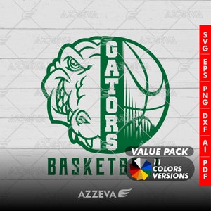 Gator Basketball Generic Design Color Bundle - 11 Farben in SVG, PNG und anderen Formaten - Craft - Cricut - Sublimation - Sport Maskottchen