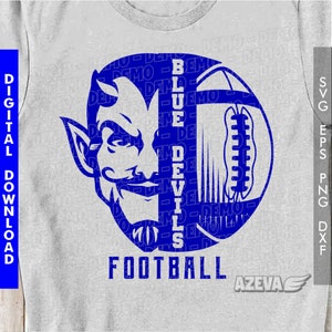 Archivos SVG, EPS, PNG y DXF de los Blue Devils. Colección de fútbol y deportes "Serie Espíritu de Equipo" (2101104101007).