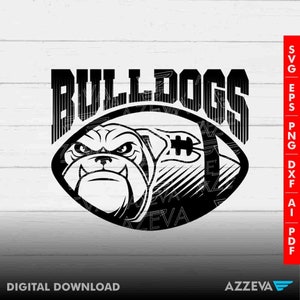 Diseño de fútbol de Bulldogs en archivos PNG, EPS, AI, DXF, PNG, PDF, JPG y SVG para Cricut, SVG para camisetas, PNG de sublimación, SVG para mamá