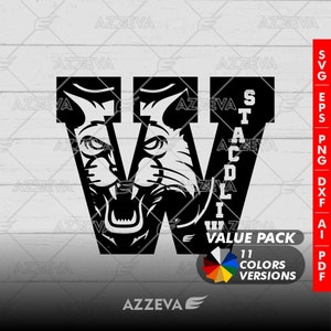 Wildcats Team Generic Logo Design svg, Mascote dentro da carta, Wildcats Logo t-shirt design, Team Logo mom shirt, Cricut cut files