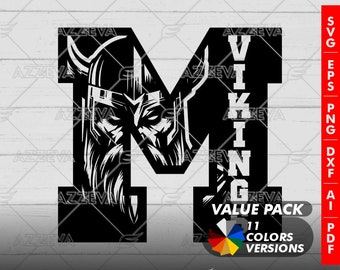 Viking Letter M Design – 11 Colors, SVG PNG Clipart (Digital Download)