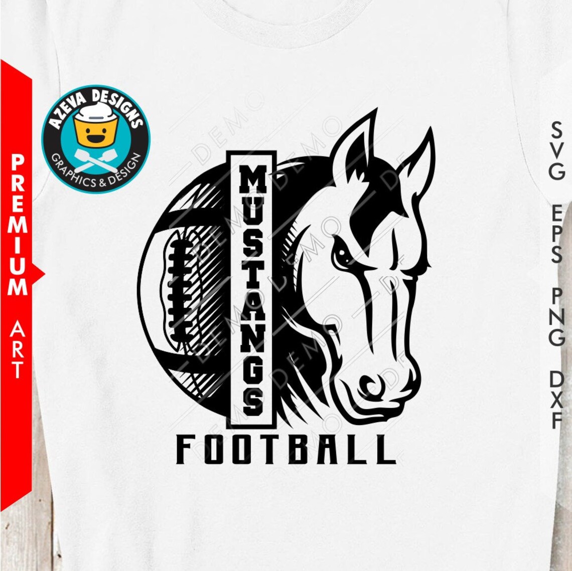 Mustang Football 'team Spirit' Svg Eps Png and Dxf Etsy