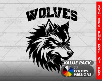 Wolf Generic Design Color Bundle - 11 Colors in SVG, PNG and others Formats - Craft - Cricut - Sublimation - Mascot